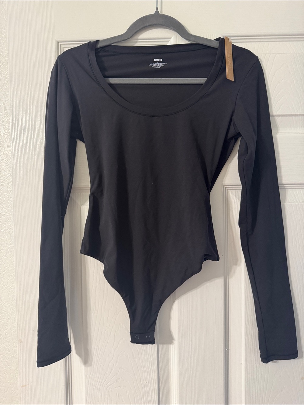 SKIMS Black Long Sleeve Scoop Neck Bodysuit
